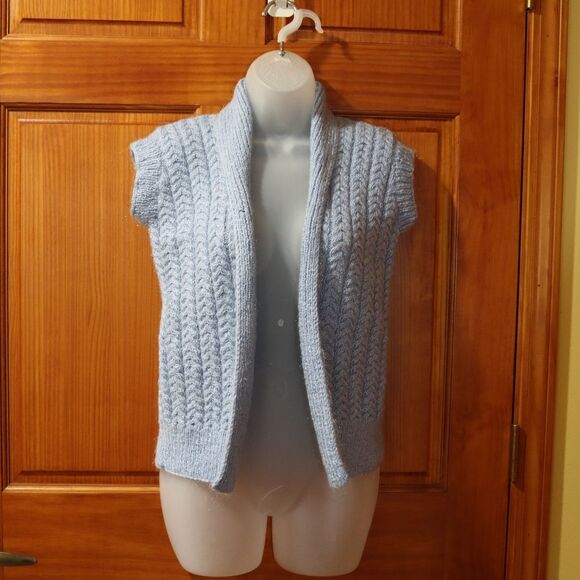 Y2K Baby Blue Sparkly Knit Sweater Vest Medium - Picture 2 of 8